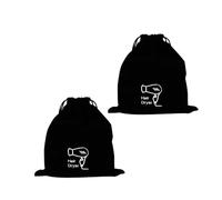 BESTOMZ Bolsa de Viaje Cordón para Secador de Pelo, 2 Unidades, Tela de Franela Negra Estampado de Secador, Tamaño 30x26 Cm, Organizador Compacto para Accesorios de Peinado y Viaje