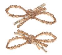 BESTOMZ Clip para Zapatos Mujer Lazo Dorado de Hierro y Strass, Accesorio Versátil Resistente al Óxido para Variedad de Ocasiones, 1 Par