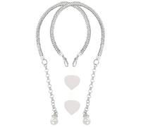 BESTOMZ Correas para Zapatos de Tacón Tiras de Perlas Antideslizantes y Cordones Intercambiables, Correas Desmontables para Tacones Altos Cadena, Plata, 29.50X1.00X1.00Cm, para Eventos y