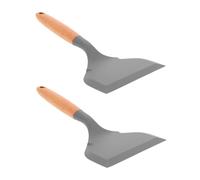 BESTOMZ Espátulas Anchas de Silicona y Mango de Madera Resistentes al Calor para Cocinar Omelets y Pizza, Protección Antiarañazos, Pack de 2 Piezas para Repostería y Cocina