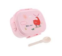 BESTOMZ Fiambrera Bento Infantil Rosa de Acero Inoxidable 700ml | Dos Compartimentos, Tapa Desmontable Anillo de Silicona, Incluye Cuchara, para Sopa y Snacks