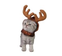BESTOMZ Gorro Navideño Tejido Cómodo Que No Irrita para Mascotas Pequeñas Astas de Ciervo en Felpa Color Café Adecuado para Fiestas y Sesiones Fotográficas