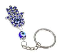 BESTOMZ Llavero Metálico Decorativo Ojo Turco Azul y Mano Hamsa, Colgante Gemas de Imitación, 1 Pieza, Accesorio para Bolso y Protección Mal de Ojo