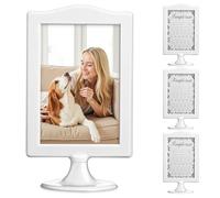 BESTOMZ Marco de Fotos de Escritorio de Plástico Blanco 4piezas Soporte Doble Cara para Exhibición y Protección de Fotos Estilo Simple para Mesa