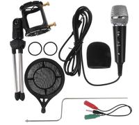 BESTOMZ Micrófono de Condensador Negro X-1s con Soporte Trípode para Computadora y Móvil, Kit Completo con Cubierta Antipop para Grabación y Transmisión en Línea, Adecuado para Streaming