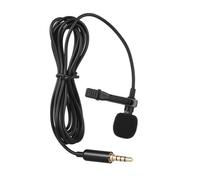 BESTOMZ Micrófono de Solapa Clip Negro 1, 5m para Entrevista | Conector 3, 5mm, Interfaz Usb, Sonido Estable, Doble Canal, Periodista y Grabación Exterior