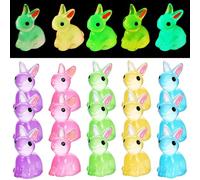 BESTOMZ Mini Figuras de Conejitos de Resina Que Brillan Oscuridad, Decoración de Jardín y Fiesta, 100 Piezas en Colores Vibrantes (Rosa, Púrpura, Azul, Verde y Amarillo) para Manualidades