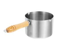 BESTOMZ Mini Olla de Acero Inoxidable Mango de Madera para Verter Aceite, Capacidad 500ml, Antiadherente, Fácil de Limpiar para Cocinas Pequeñas