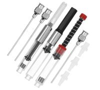 BESTOMZ Set de 3 Convertidores de Tinta para Pluma Estilográfica, Pistón de 3,4 MM y 2,6 MM, Colores Rojo, Plata Negra y Plateado, Accesorios para Recarga en Oficina y Estudio