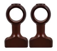 BESTOMZ Soportes de Madera para Barra de Cortina 35 CM Color Café Oscuro, Pack 2 Unidades, Montaje en Techo, Compatibles Barra Doble y Simple, para Cocina y Sala de Estar