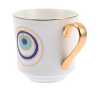BESTOMZ Taza de Cerámica de Color Claro Diseño de Ojo de Fátima, Pintada a Mano, para Café y Leche, Adecuada para Uso en Casa o Cafetería