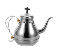 BESTOMZ Tetera de Acero Inoxidable para Comunión Diseño Cruzado Elegante, Capacidad 1.2 L, Tapa Negra, Fácil de Limpiar y Manejo Cómodo para Uso en Restaurante