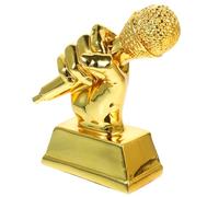 BESTOMZ Trofeo de Micrófono Chapado en Oro para Concurso de Canto Comunitario y Escolar Acabado Brillante para Premiar a