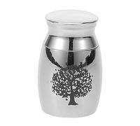 BESTOMZ Urna Pequeña para Cenizas de Mascotas en Acero Inoxidable, Diseño Árbol Vida y Pájaro, Tapa Hermética Resistente al Agua, Adecuado para Recuerdo de Gato o Perro, 25mm X 16mm
