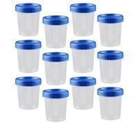 BESTOMZ Vasos Medidores de Plástico Pp de 120 Ml y Diseño a Prueba de Fugas Tapa Azul 25 para Preparación de Muestras y Reactivos en Laboratorio