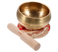 BESTonZON 1 Juego Cuenco de sonido de Buda cuenco del templo cuenco de música tibetana bol bowl de cuenco de musicoterapia cuenco tibetano con varilla de madera paño Golden