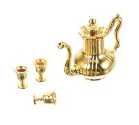 BESTonZON 1 Juego Mini Juego De Té De Metal Casa Muñeca Decoración Mini Tetera y Taza De Té Juguete para Juego De Simulación De Tetera con Accesorios Accesorio para Foto Golden