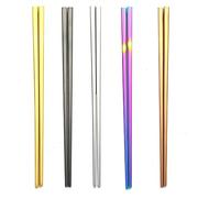 BESTonZON 1 Par 304 Palillos Chinos Palillos Cuadrados De Acero Inoxidable Palillos Inoxidables Palillos De Bola De Masa Hervida Palillos De Cocina Juego De Cubiertos Corea Del Sur Metal