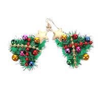 BESTonZON 1 Par Pendientes de campana de Navidad largo pendiente de campana de navidad arriba pendiente de navidad Pendientes para vacaciones para mujeres Pendientes festivos resina Verde
