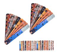 BESTonZON 100 Piezas Círculo De Papá Pulseras Bofetadas De Halloween Pulsera De Halloween Bandas De Bofetadas Para Araña Quebrar Víspera De Todos Los Santos Neón De Polivinilo
