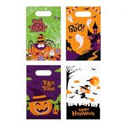BESTonZON 100piezas Bolsas De Halloween Reutilizables De Plástico Diseños para Dulces Fiestas y De Halloween Bolsas Prácticas y Portátiles para Celebraciones
