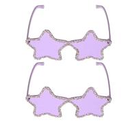 BESTonZON 2 Gafas de Sol sin Montura Color Morado Forma de Estrella, Detalles de Gemas de Imitación Hechos a Mano, Gafas Divertidas para Fiesta, Cumpleaños y Despedida de Soltera,