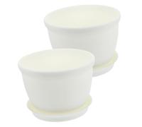 BESTonZON 2 Juegos Maceteros de Interior con Plato Macetas Plásticas Drenaje para Plantas de Unidades Blancas Maceteros Prácticos para Sala Cocina y Oficina