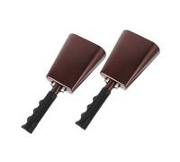 BESTonZON 2 Piezas campana de vaca cuernos de estadio campana escolar con mango juegos exterior juegos para exteriores cencerros para partidos de futbol fabricantes de ruido planchar Brown