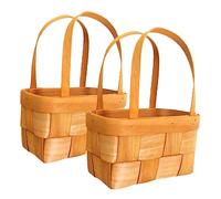 BESTonZON 2 Piezas canasta de flores de madera dulce cestas mini decoración único decoración de boda cesta almacenaje cestos almacenaje storage basket cesta pequeña cesta tejida Light Brown