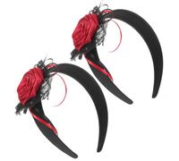BESTonZON 2 Piezas Diadema de Novia Cadáver Gótica con Rosas Artificiales, Material Estable de Poliéster y Plástico, Diseño Elegante para Fiestas de Halloween y Eventos Temáticos