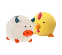 BESTonZON 2 Piezas Juguetes para Perro con Chirriante Juguetes de Látex Masticables Forma de Pollo y Vaca Interactivos para Cachorros de Pequeñas y Medianas la Dentición y Entrenamiento