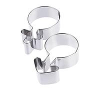 BESTonZON 2 Piezas molde de logotipo molde de símbolo de género en relieve cortador de galletas de bricolaje Molde de torta Acero inoxidable molde de galletas la señal hombres y mujeres