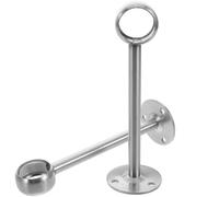 BESTonZON 2 Piezas Soporte para Barra de Cortina Montaje, de Acero | Acabado Pulido Plata, Diseño de Cabeza Redonda, para Armario y Pared o Techo
