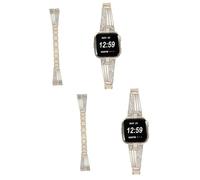 BESTonZON 2 Uds Banda De Acero Inoxidable Bandas De Manzanas Banda De Cristal Bandas Para Mujeres Pulsera Reemplazable Correa De Diamantes De Imitación