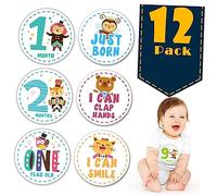 BESTonZON 24piezas Pegatinas De Para Bebés Adorables Pegatinas Mensuales De Animales Para Decoración De Recién Nacidos y Seguimiento Del Desarrollo