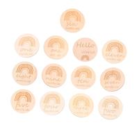 BESTonZON 26 Uds Tarjeta Conmemorativa De Tarjetas Fotográficas De Memoria De Hitos De Madera Tarjetas De Tarjetas De Grabación De Crecimiento Del Tarjetas Del Mes De