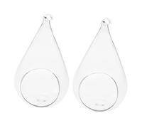 BESTonZON 2piezas Jarrones Colgantes De Vidrio Transparente Diseño Sin Decoración para Flores y Plantas Adorno Compacto para Oficina y Paisaje Miniatura