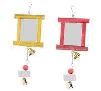 BESTonZON 2piezas Juguetes Masticables Espejo para Loros Decoraciones para Jaulas de Pájaros Juguetes para Pájaros Coloridos para Cacatúas