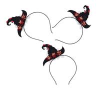 BESTonZON 3 Piezas Diademas Sombrero de Bruja para Fiesta con Flores Accesorios para Halloween de Cómodas y Decorativas para Adultos