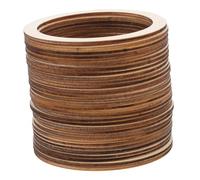 BESTonZON 30 Piezas Anillos de Madera Planos sin Terminar para Manualidades Redondas de Accesorios DIY para Macramé y Decoración Creativa