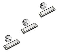 BESTonZON 3piezas Armónica De Diatónica De Orificios c Instrumento Profesional De Inoxidable y Cuerpo Para Músicos y Principiantes