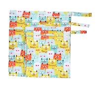 BESTonZON 3piezas Bolsa De Almacenamiento De Reutilizable para Bebés Organizador Seco y Húmedo para Guardería y Viajes Diseño De Gato