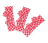 BESTonZON 3piezas Diademas Elásticas Lazo Cuadros Rojos y Claros para Bebés de Meses Accesorios Cabello para Uso Diario y Cumpleaños
