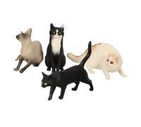 BESTonZON 4 Piezas Figuritas de Gato Realistas Set para Decoración de Escritorio Juguete Educativo para Adorno de Mascota para Casa y Jardín