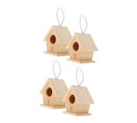 BESTonZON 4 Piezas Kit de Casitas de Madera para Pájaros sin Terminar Mini Nidos Colgantes para Colibríes Diseño Compacto para Decoración Exterior Interior para Observación y Amantes de