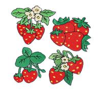 BESTonZON 4 Piezas Parche Bordado Fresa Rojo Uds Termoadhesivo y Coser Parches Decorativos para Ropa Chaquetas Jeans Sombreros y DIY Prendas Personalizadas