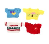 BESTonZON 4 Piezas Ropa para Peluche Suéteres de Algodón con Patrón Navideño Ropa Intercambiable para Osos de Peluche Conjunto de Accesorios de Muñeca para Cumpleaños Niña