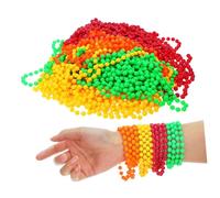 BESTonZON 48 Piezas Neon Beads Necklaces Retro Style Lightweight Plastic Beaded Jewelry For Women Fluorescent Party Accessories For Mardi Gras Halloween Birthday