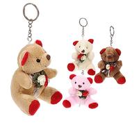 BESTonZON 4piezas Mini Bear Keychain Plush Toys for Women Cute Cartoon Pendant for Valentine's Day Small and Lightweight Keyring Accessories