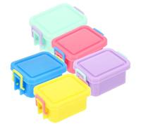 BESTonZON 5 Cajas de Almacenamiento Mini para Casa de Muñecas Contenedores de ABS Reutilizables con Tapa Colores Variados Rosado Amarillo Azul Morado Claro Verde Organizadores para